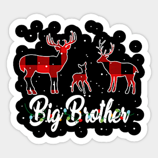 Big Brother Reindeer Plaid Pajama Shirt Family Christmas Sticker